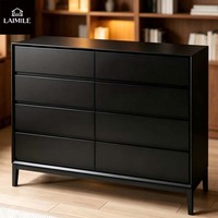 Commode moderne sur mesure à 8 tiroirs en bois noir, meuble de rangement pour chambre d'hôtel ou de villa, vente en gros