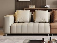 Canapés de salon en cuir véritable, design touches de piano, haut de gamme, en cuir de vachette première couche, avec base en acier inoxydable épais.