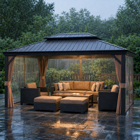 Pergola Bioclimatique Extérieure Imperméable 12x16 avec Toit Rigide en Aluminium pour Jardin