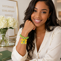 Elegante Pulsera Elástica Ajustable con Cuentas para Mujer, Sorority Est. 1932, Letra Griega Chi Eta Phi, Joyería para Mujer, Regalos