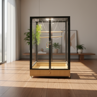 Cage à oiseaux en verre et bois de grande taille, directement de l'usine, volière pour perroquets, cage d'élevage, villa pour animalerie, hôtel pour animaux, maison d'intérieur pour oiseaux