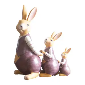 ホットな新しい手工芸品ホームデスクトップ装飾クラフトギフト3個セット樹脂動物の置物ウサギの像の装飾