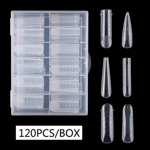 Hot 120Pcs Nail Forms Clear Nail Extension Mold Logo personalizzato Full Cover Nail Plastic Dual Form