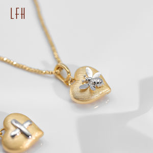 Collar con Colgante de Corazón de Oro Amarillo Real de 18K al por Mayor, Oro Au750, Collar con Cruz o Corazón de Abeja, Joyería de Oro Amarillo de 18K - Product Image 4