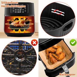 Offre Spéciale : Accessoires pour Friteuse à Air – Lot de 4 Moules Ronds en Silicone de 22 cm pour Friteuses à Air, Grille de Cuisson avec Papier de Cuisson - Product Image 4