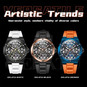 Envío Directo GELATU 6006 Reloj Mecánico Automático de Alta Gama para Hombre, Correa de Silicona, Resistente al Agua, Diseño Esqueleto - Product Image 5