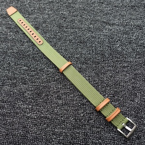 Toptan moda deri + naylon saat kayışı 18mm 20mm 22mm 24mm kumaş kol saati kayışı - Product Image 5