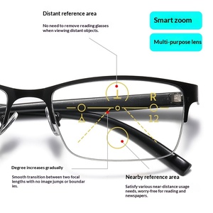 <span class=keywords><strong>Lunettes</strong></span> photochromiques multifocales presbyopes pour hommes, demi-monture carrée, anti-lumière bleue, design classique, motif Dragon Phénix - Product Image 3