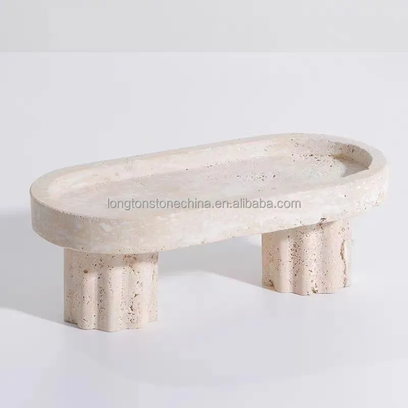 Крем-белый натуральный травертин Мрамор ювелирные изделия лоток для ванной комнаты украшения для дома травертин лоток