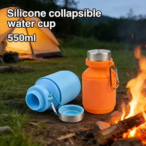 Bouteille d'eau en silicone pliable de 550 ml sans BPA avec anneau central, tasse souple en silicone, anti-fuite, réutilisable, pour le sport - Product Image 3