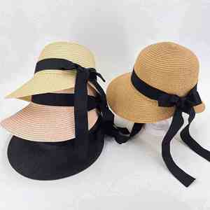 <b>Women</b> Bucket Hat Wide-Brim Straw Sun-Hat for Summer Beach with Bow Outdoor Versatile Fashion <b>Cap</b> Promotion Gift - Product Image 1