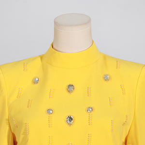 Elegante Conjunto de Dos Piezas con Diamantes para Mujer, Cuello Alto, Manga Larga, Falda de Cintura Alta en Línea <span class=keywords><strong>A</strong></span> - Product Image 5