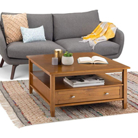 DU'S Moderner Couchtisch aus Massivholz mit Schublade für das Wohnzimmer