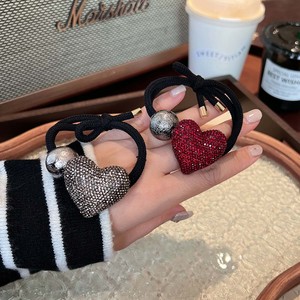 Luxury Shining Rhinestone Love Heart-Shaped Pearl Double Elastic Metal Hair Band for Women <b>Wedding</b> <b>Accessories</b> - Product Image 2