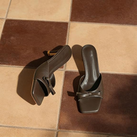 Sandales à talons pour femmes, talons chaton, bout carré ouvert, mules à nœud, à enfiler, chaussures d'été élégantes pour soirée et mariage
