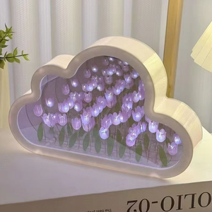 <b>LED</b> 3D Simulation Tulip Lamp Mirror Light Bedside Desk Flower Romantic Atmosphere for Home Decoration - Product Image 2
