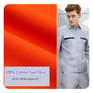 Wholesale 100% cotton twill thickened uniform fabric trousers tr suiting fabric 20*16 128*60 gabardine fabric for men suit