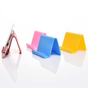 Soporte geométrico portátil para teléfono, soporte de escritorio de plástico para teléfono móvil, amarillo, azul cielo, rosa, rojo brillante - Product Image 4
