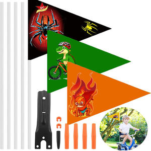 Nouveau drapeau de sécurité transfrontalier pour vélo d'enfant, drapeau de guidon en ruban, en PVC, forme triangulaire, détachable - Product Image 1