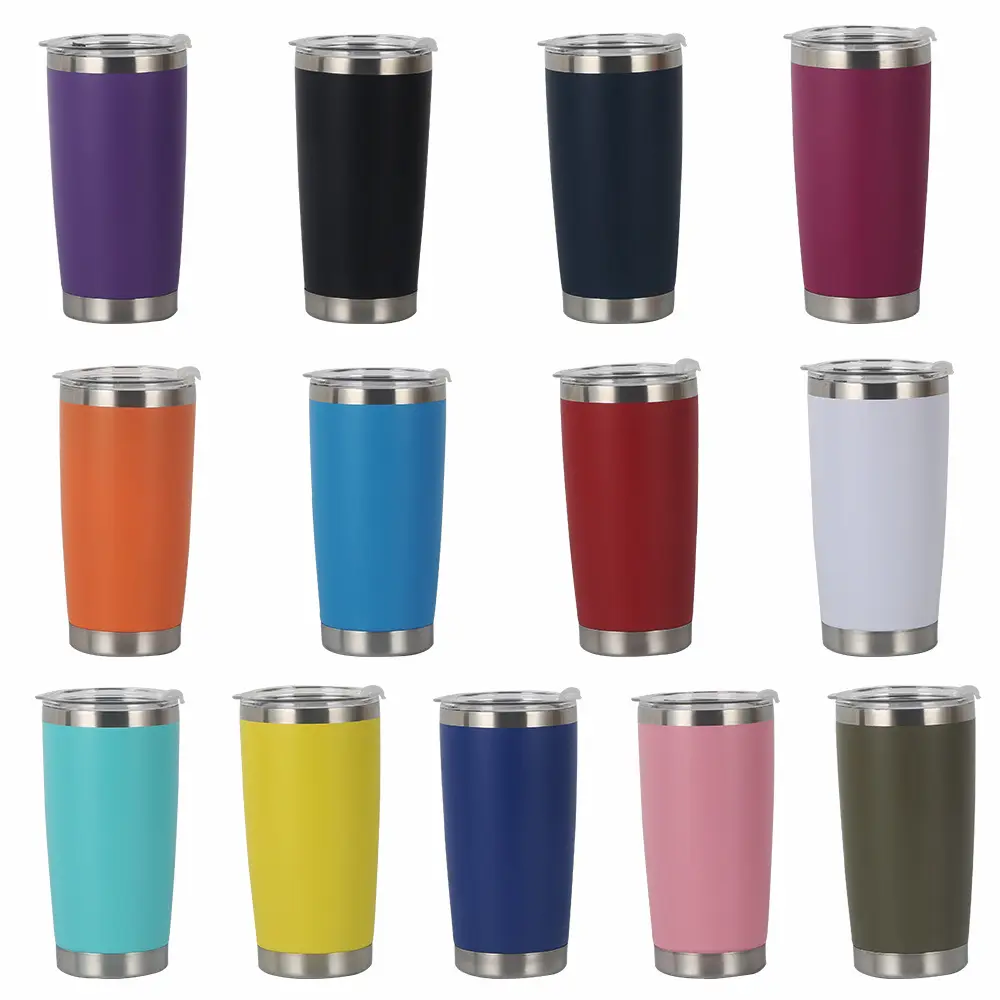 Commercio all'ingrosso della fabbrica campeggio in acciaio inox doppia parete isolato tumbler thermos acqua tazza di caffè con coperchio in plastica