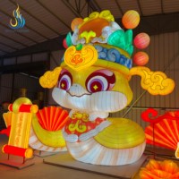 Lampu Festival Tahan Air Bentuk Maskot Ular Emas Raksasa, Harga Pabrik, Dapat Dipesan Sesuai Kebutuhan, untuk Wisata Malam Hari