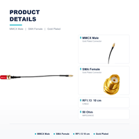 Câble adaptateur MMCX vers SMA femelle RF1.13 10cm 600-6000MHz 50 Ohm VSWR 1.5 plaqué or pour module routeur WiFi antenne