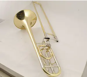 2017 Hotsale Professionale Trombone Tenore Strumento di Ottone Chiave pistone trombone con cassa in oro ABC1504