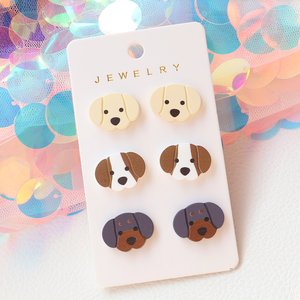 3 paires de boucles d'oreilles mignonnes en forme de chiot de dessin animé, en acrylique, Labrador, <span class=keywords><strong>Beagle</strong></span>, Teckel, chien, animal de compagnie, <span class=keywords><strong>mini</strong></span> bijoux, cadeaux de vacances - Product Image 1