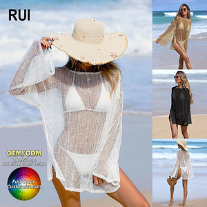 RUIQUWIN Robe de plage respirante et écologique à manches longues et col rond, protection solaire, cache-bikini, vente en gros pour l'été - Product Image 1