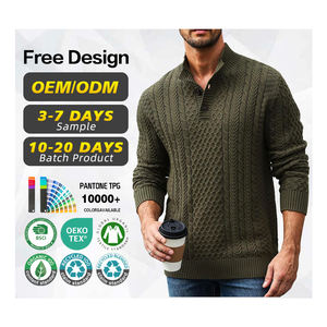 Pull en tricot surdimensionné personnalisé pour homme avec col montant et logo frontal - Product Image 1