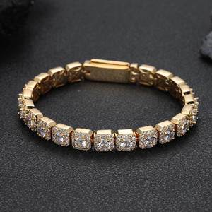Bling Iced Out <b>Bracelet</b> AAA CZ Tennis Diamond <b>Bracelets</b> for Men 10mm Square Shape Cluster Tennis Chain Men Hiphop Jewelry - Product Image 1