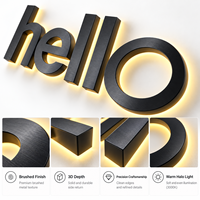 GOZONE signe des lettres personnalisées en acier inoxydable brossé noir avec rétroéclairage LED, logo 3D lumineux pour la réception de bureau