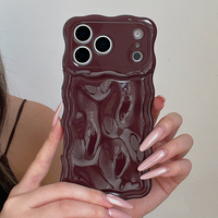 Coque de téléphone de luxe électroplaquée motif pierre de vin pour iPhone 13 14 15 16 17 Pro Max, bords ondulés, antichoc, dos souple