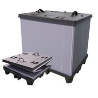 Palettes en plastique pliables réutilisables, empilables, emboîtables, avec couvercle ondulé, écologiques, recyclables, pour entrepôts de grande capacité
