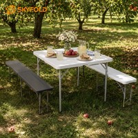 Table à manger carrée pliante au design moderne, plateau en HDPE, mobilier en plastique portable et imperméable pour petit appartement ou patio