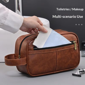 <span class=keywords><strong>Borsa</strong></span> da Viaggio Vintage in Pelle PU per Uomo, Grande Capacità, Organizer per Cosmetici, <span class=keywords><strong>Borsa</strong></span> Portatile per la Bellezza - Product Image 6