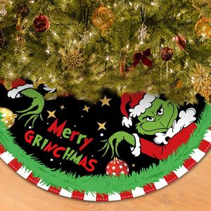 Damai Merry grinchmas grinchmas กระโปรงต้นคริสต์มาสกลมพรมต้นคริสต์มาสสำหรับตกแต่งบ้านวันหยุดกระโปรงต้นคริสต์มาส - Product Image 3