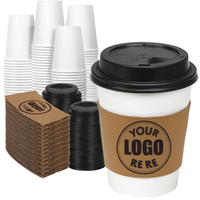Gobelets en papier kraft biodégradables jetables de 8 oz, 12 oz, 16 oz, 20 oz avec couvercle gaufré, double paroi, qualité alimentaire, logo personnalisé
