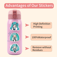60 autocollants vinyle amovibles imperméables Anime Mikui pour téléphone, ordinateur portable, bagages, bouteille d'eau, décoration de journal