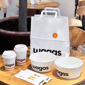 Bolsa de Papel Kraft Blanca con Logotipo de Marca Impreso Personalizado, Bolsa para Café, Comida Ligera, Entrega a Domicilio - Product Image 1