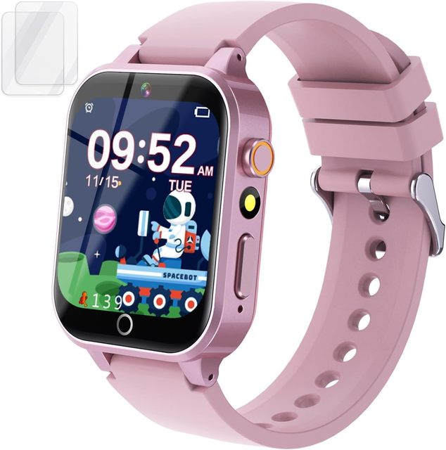 Kids Smart Watch for Girls 5-12 AMOLED Display IP65 Waterproof AI Voice Assistant 15 Days Battery Life 39 Games Music Player