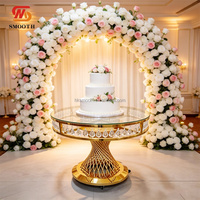 Table de réception de mariage de luxe en acier inoxydable de haute qualité avec pieds dorés