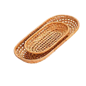 Ins Style Eco-Friendly Multifunction Natural Rattan Bamboo Cotton Hand-Woven <b>Storage</b> Box Tray for Food - Product Image 2