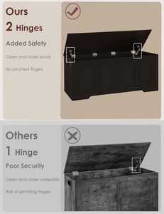 <span class=keywords><strong>Banc</strong></span> de rangement moderne en bois massif écologique et durable, 47,2 po, 2 tiroirs, charnières de sécurité, pour chaussures, salon/chambre, hôtel, montage facile - Product Image 4