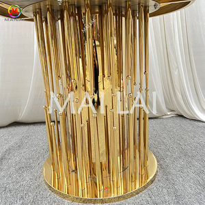 Soporte de mesa redondo de postre, decoración de boda de acero inoxidable dorado con diseño personalizado - Product Image 3