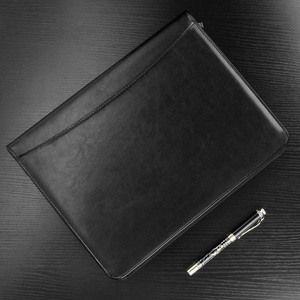 Kim loại clipboard điện thoại Pouch thư mục tập tin PU da danh mục đầu tư chuyên nghiệp phỏng vấn Pad <span class=keywords><strong>Folio</strong></span> với máy tính và Memo - Product Image 2