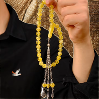 Glowin Fashion - Perles de prière islamiques en résine ambre de haute qualité, faites à la main, écologiques, Tasbih, cadeaux de l'Aïd, ARTWORK MAESTRO