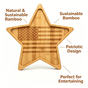 Plateau <span class=keywords><strong>de</strong></span> service en bois en forme d'étoile, planche à charcuterie, plateau pour la décoration <span class=keywords><strong>de</strong></span> fête <span class=keywords><strong>du</strong></span> <span class=keywords><strong>mois</strong></span> <span class=keywords><strong>de</strong></span> <span class=keywords><strong>juillet</strong></span>, fruits, collations, légumes - Product Image 2