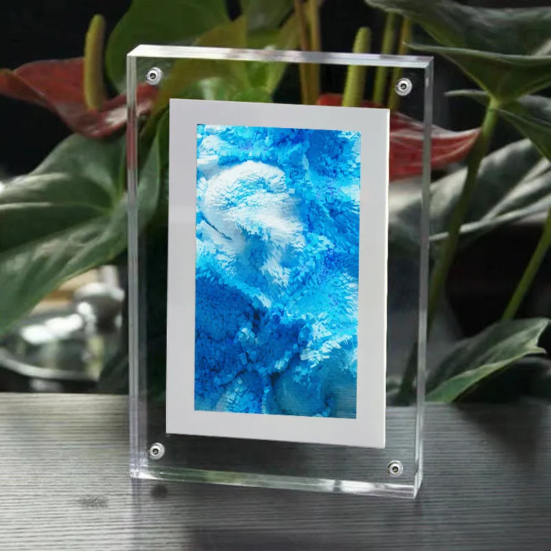 Bingkai foto Digital akrilik ditampilkan harga elektronik layar Lcd 5 inci dengan rotasi otomatis