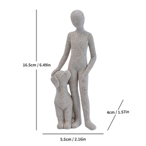 Figura Decorativa de Resina Ecológica Pintada a Mano con Diseño de <span class=keywords><strong>Animales</strong></span>, Personas y Perros, en Color Dorado y Negro, para Decoración del Hogar o Regalo - Product Image 6